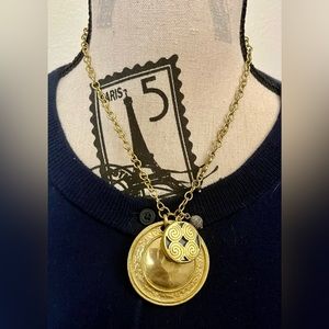 Markdown! Chico’s Goldtone Medallion Necklace with Blue Accents